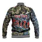 Personalized Gold Coast Titans ANZAC Baseball Jacket Indigenous Camouflage Poppy Memorial Soldier Spartan