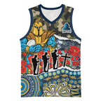 Personalized Gold Coast Titans ANZAC Basketball Jersey Indigenous Camouflage Poppy Memorial Soldier Spartan