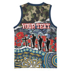 Personalized Gold Coast Titans ANZAC Basketball Jersey Indigenous Camouflage Poppy Memorial Soldier Spartan
