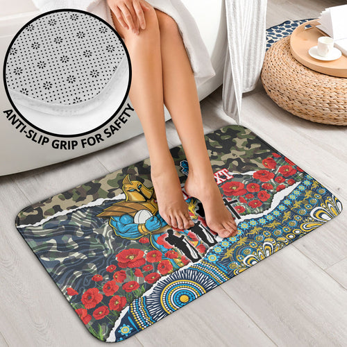 Personalized Gold Coast Titans ANZAC Bathroom Set Indigenous Camouflage Poppy Memorial Soldier Spartan