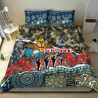 Personalized Gold Coast Titans ANZAC Bedding Set Indigenous Camouflage Poppy Memorial Soldier Spartan
