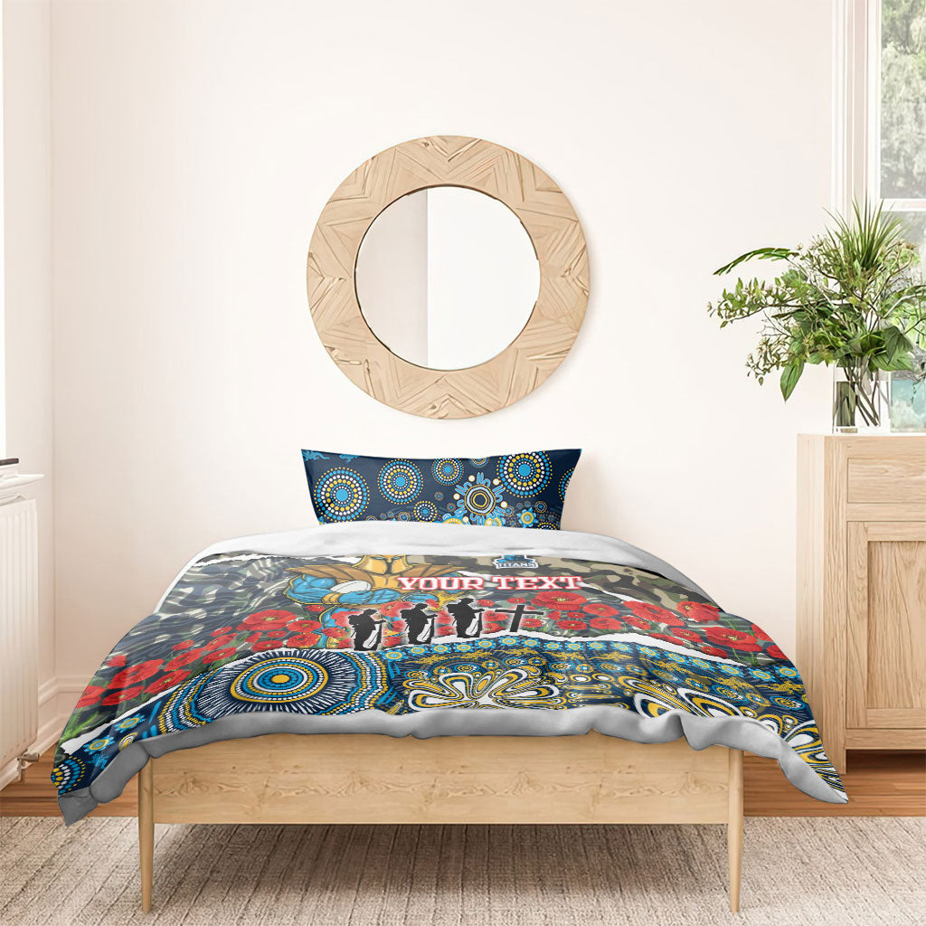 Personalized Gold Coast Titans ANZAC Bedding Set Indigenous Camouflage Poppy Memorial Soldier Spartan
