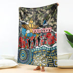 Personalized Gold Coast Titans ANZAC Blanket Indigenous Camouflage Poppy Memorial Soldier Spartan