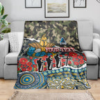 Personalized Gold Coast Titans ANZAC Blanket Indigenous Camouflage Poppy Memorial Soldier Spartan