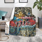 Personalized Gold Coast Titans ANZAC Blanket Indigenous Camouflage Poppy Memorial Soldier Spartan