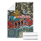 Personalized Gold Coast Titans ANZAC Blanket Indigenous Camouflage Poppy Memorial Soldier Spartan