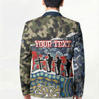 Personalized Gold Coast Titans ANZAC Blazer Indigenous Camouflage Poppy Memorial Soldier Spartan