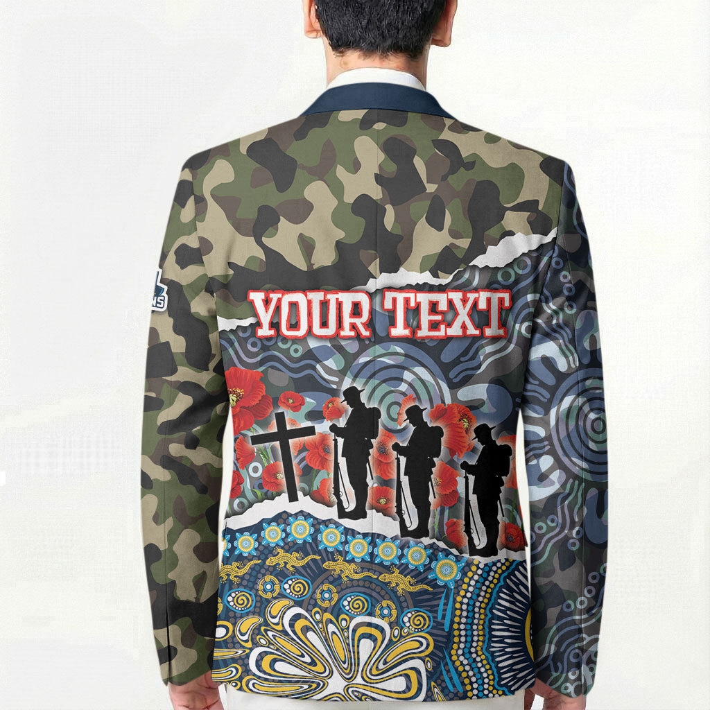 Personalized Gold Coast Titans ANZAC Blazer Indigenous Camouflage Poppy Memorial Soldier Spartan