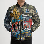 Personalized Gold Coast Titans ANZAC Bomber Puffer Jacket Indigenous Camouflage Poppy Memorial Soldier Spartan