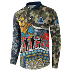 Personalized Gold Coast Titans ANZAC Button Sweatshirt Indigenous Camouflage Poppy Memorial Soldier Spartan