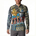 Personalized Gold Coast Titans ANZAC Button Sweatshirt Indigenous Camouflage Poppy Memorial Soldier Spartan