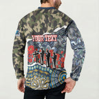 Personalized Gold Coast Titans ANZAC Button Sweatshirt Indigenous Camouflage Poppy Memorial Soldier Spartan