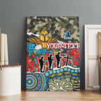 Personalized Gold Coast Titans ANZAC Canvas Wall Art Indigenous Camouflage Poppy Memorial Soldier Spartan