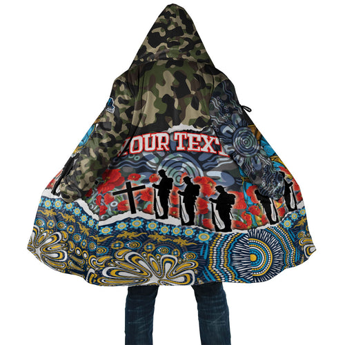 Personalized Gold Coast Titans ANZAC Cloak Indigenous Camouflage Poppy Memorial Soldier Spartan