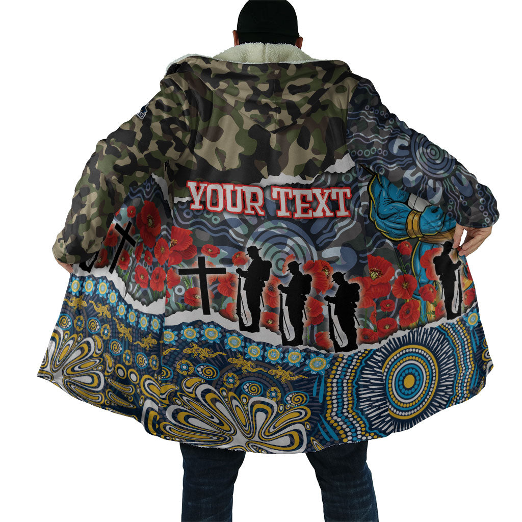 Personalized Gold Coast Titans ANZAC Cloak Indigenous Camouflage Poppy Memorial Soldier Spartan