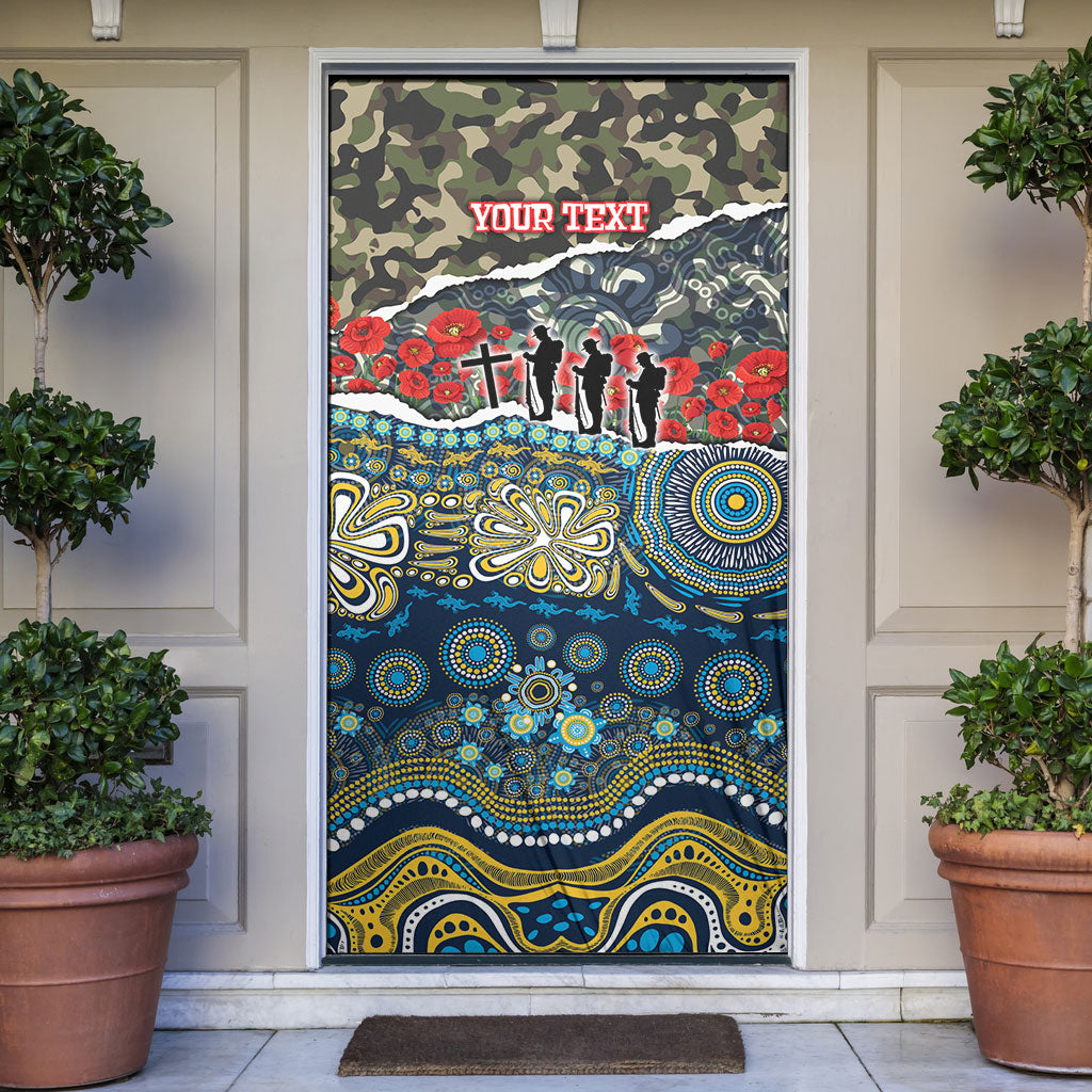 Personalized Gold Coast Titans ANZAC Door Cover Indigenous Camouflage Poppy Memorial Soldier Spartan