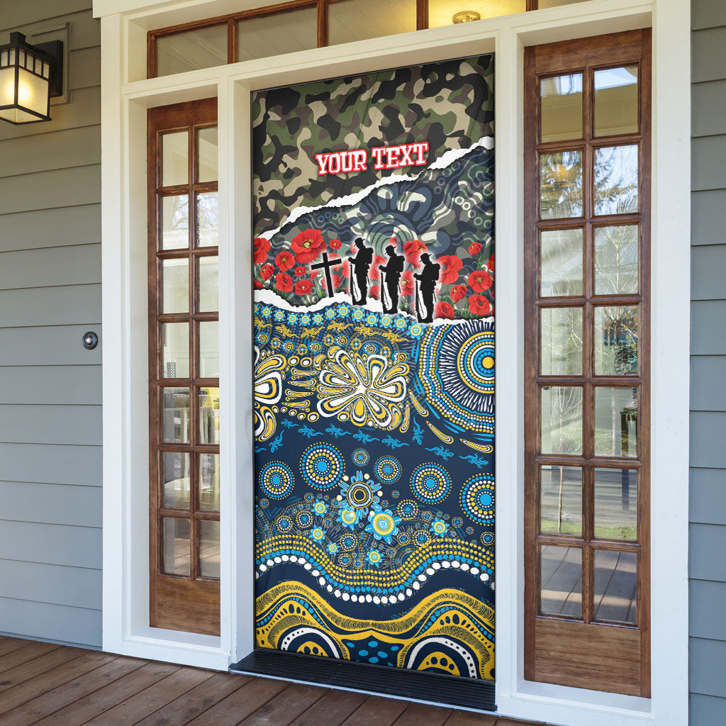Personalized Gold Coast Titans ANZAC Door Cover Indigenous Camouflage Poppy Memorial Soldier Spartan
