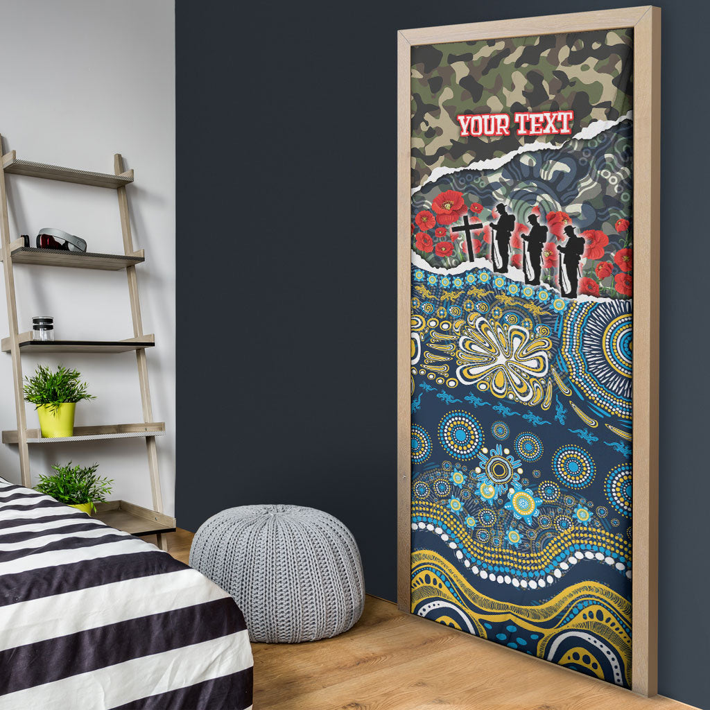 Personalized Gold Coast Titans ANZAC Door Cover Indigenous Camouflage Poppy Memorial Soldier Spartan