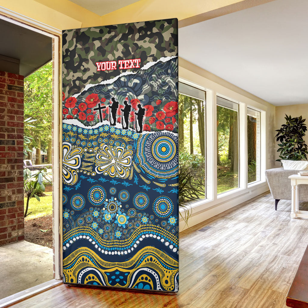 Personalized Gold Coast Titans ANZAC Door Cover Indigenous Camouflage Poppy Memorial Soldier Spartan