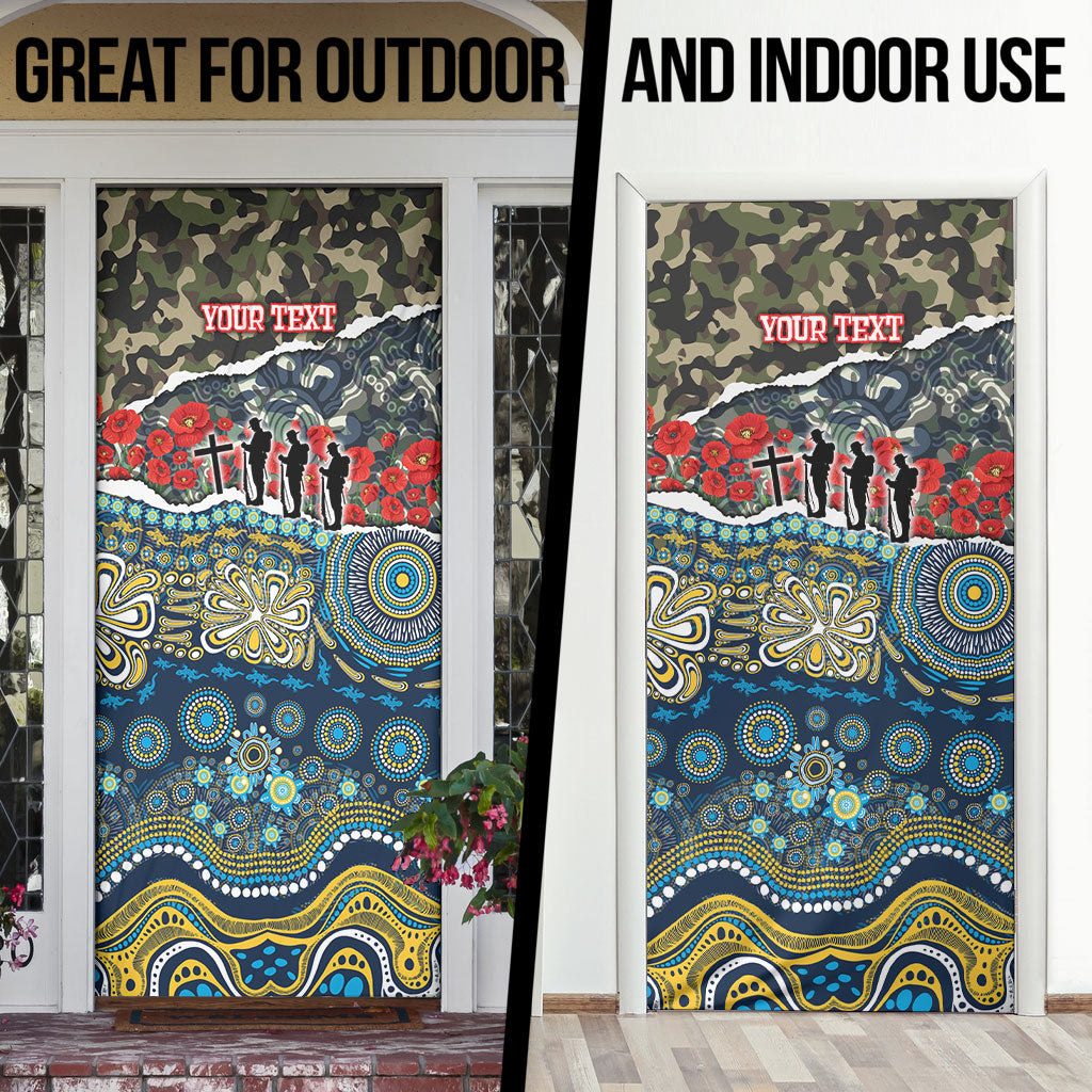Personalized Gold Coast Titans ANZAC Door Cover Indigenous Camouflage Poppy Memorial Soldier Spartan