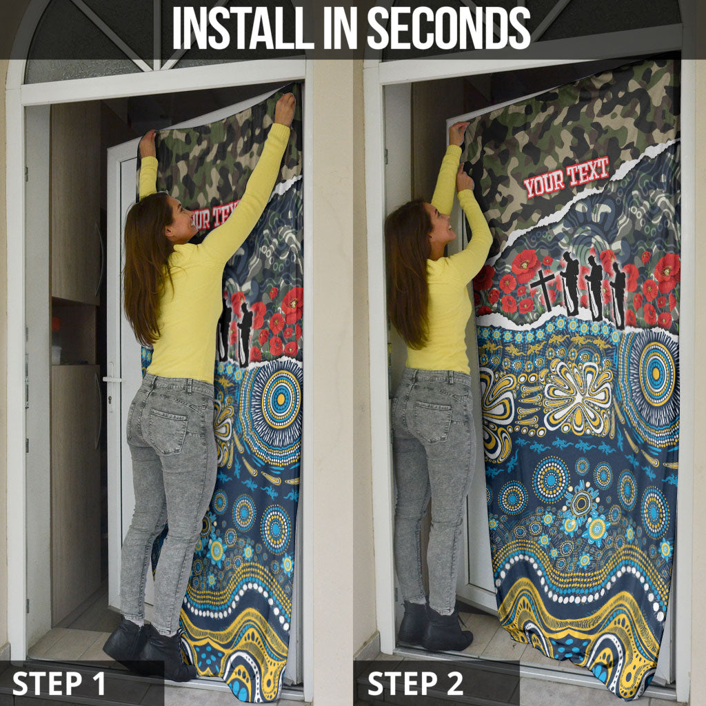 Personalized Gold Coast Titans ANZAC Door Cover Indigenous Camouflage Poppy Memorial Soldier Spartan