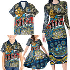 Personalized Gold Coast Titans ANZAC Family Matching Long Sleeve Bodycon Dress and Hawaiian Shirt Indigenous Camouflage Poppy Memorial Soldier Spartan