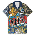 Personalized Gold Coast Titans ANZAC Family Matching Long Sleeve Bodycon Dress and Hawaiian Shirt Indigenous Camouflage Poppy Memorial Soldier Spartan