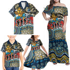 Personalized Gold Coast Titans ANZAC Family Matching Off Shoulder Maxi Dress and Hawaiian Shirt Indigenous Camouflage Poppy Memorial Soldier Spartan