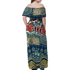 Personalized Gold Coast Titans ANZAC Family Matching Off Shoulder Maxi Dress and Hawaiian Shirt Indigenous Camouflage Poppy Memorial Soldier Spartan