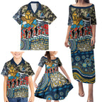 Personalized Gold Coast Titans ANZAC Family Matching Puletasi and Hawaiian Shirt Indigenous Camouflage Poppy Memorial Soldier Spartan