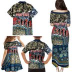 Personalized Gold Coast Titans ANZAC Family Matching Puletasi and Hawaiian Shirt Indigenous Camouflage Poppy Memorial Soldier Spartan