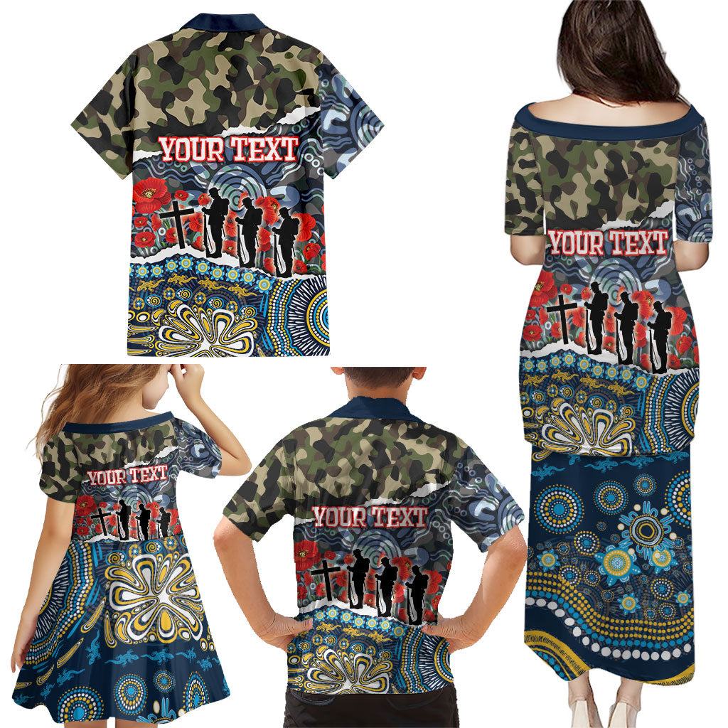 Personalized Gold Coast Titans ANZAC Family Matching Puletasi and Hawaiian Shirt Indigenous Camouflage Poppy Memorial Soldier Spartan