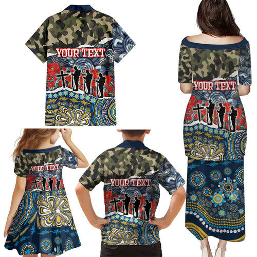 Personalized Gold Coast Titans ANZAC Family Matching Puletasi and Hawaiian Shirt Indigenous Camouflage Poppy Memorial Soldier Spartan