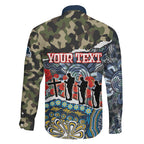 Personalized Gold Coast Titans ANZAC Family Matching Short Sleeve Bodycon Dress and Hawaiian Shirt Indigenous Camouflage Poppy Memorial Soldier Spartan