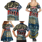 Personalized Gold Coast Titans ANZAC Family Matching Summer Maxi Dress and Hawaiian Shirt Indigenous Camouflage Poppy Memorial Soldier Spartan