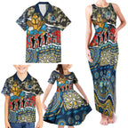 Personalized Gold Coast Titans ANZAC Family Matching Tank Maxi Dress and Hawaiian Shirt Indigenous Camouflage Poppy Memorial Soldier Spartan