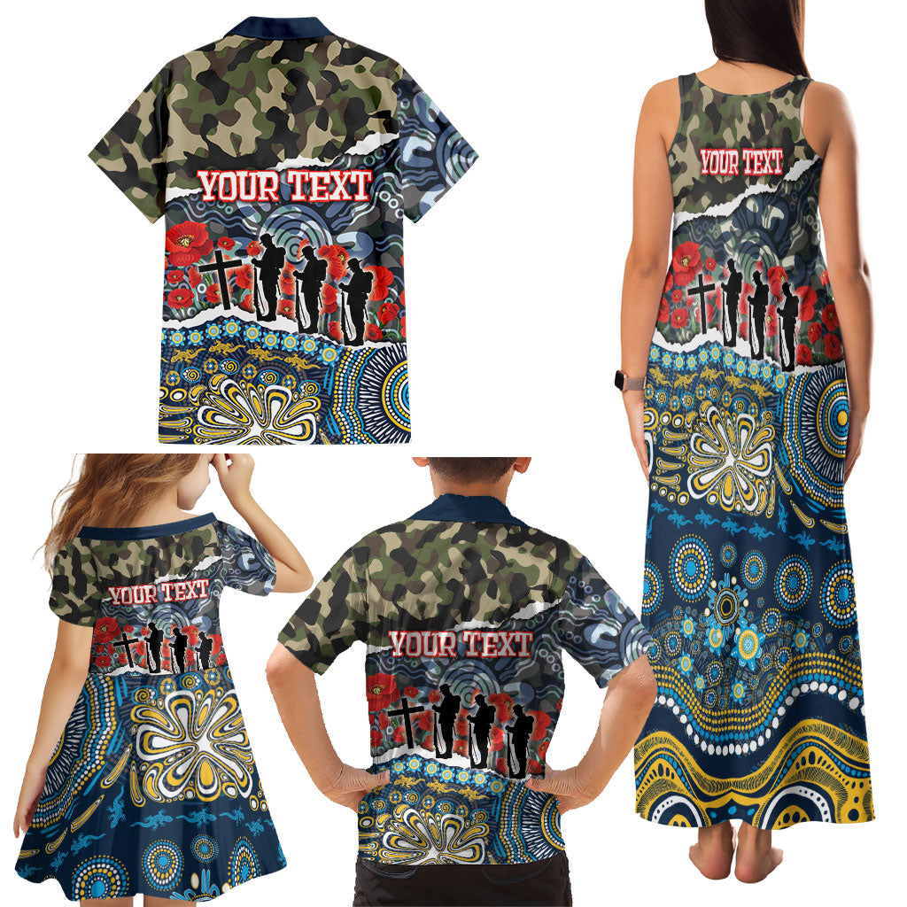 Personalized Gold Coast Titans ANZAC Family Matching Tank Maxi Dress and Hawaiian Shirt Indigenous Camouflage Poppy Memorial Soldier Spartan
