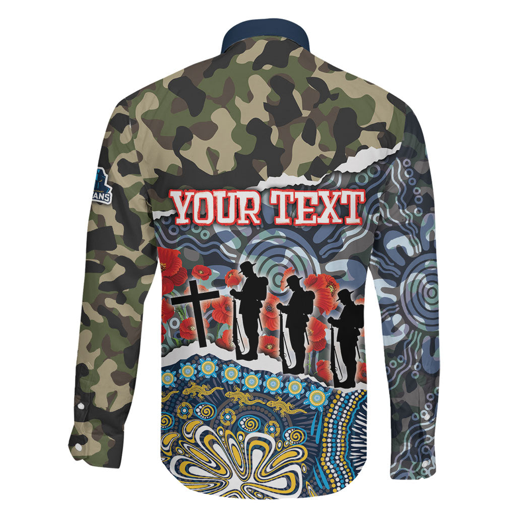 Personalized Gold Coast Titans ANZAC Family Matching Tank Maxi Dress and Hawaiian Shirt Indigenous Camouflage Poppy Memorial Soldier Spartan