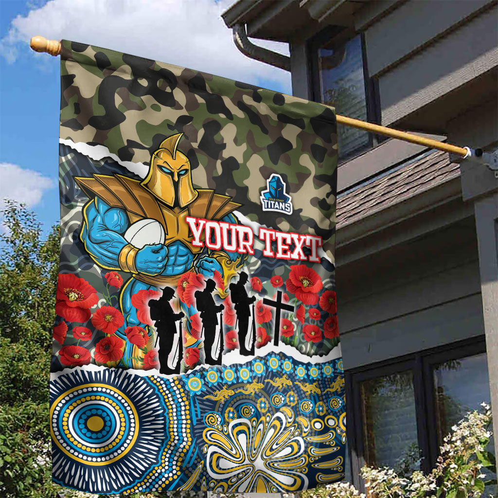 Personalized Gold Coast Titans ANZAC Garden Flag Indigenous Camouflage Poppy Memorial Soldier Spartan
