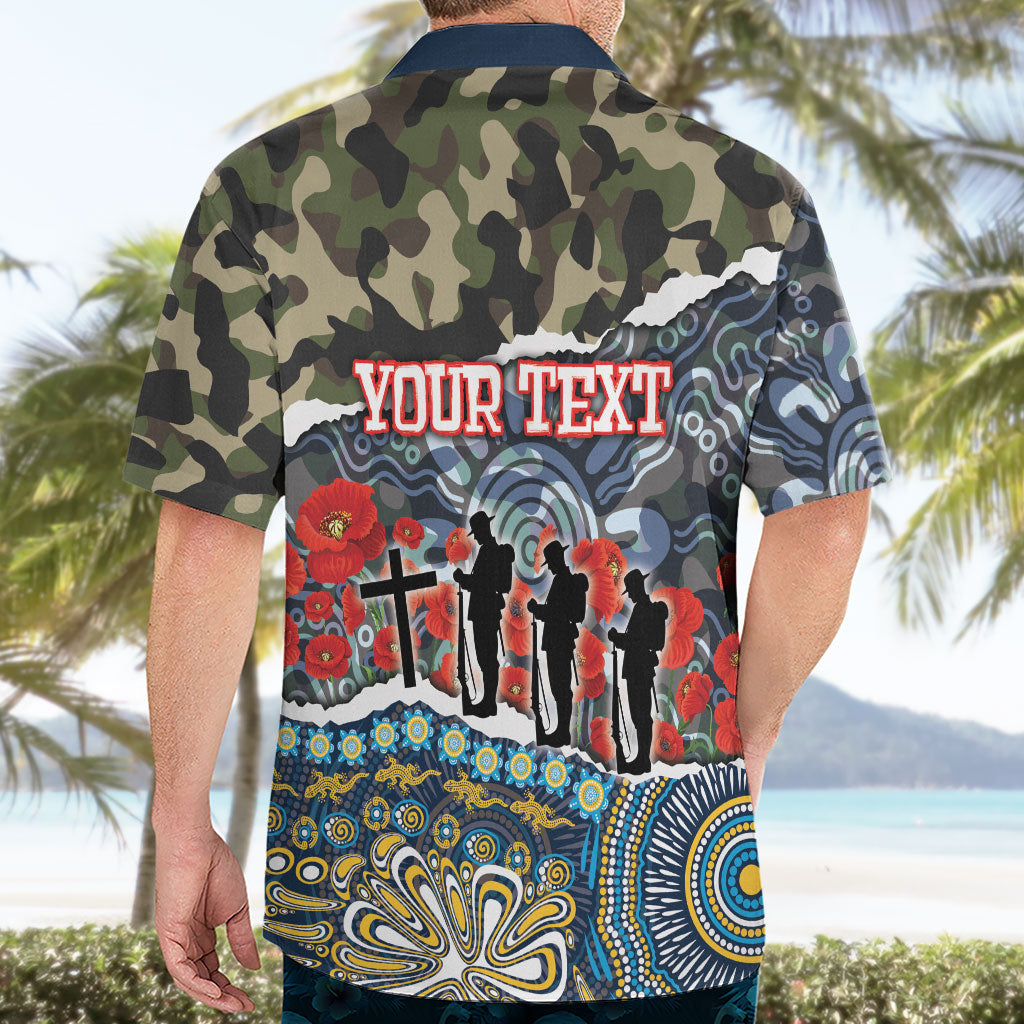 Personalized Gold Coast Titans ANZAC Hawaiian Shirt Indigenous Camouflage Poppy Memorial Soldier Spartan