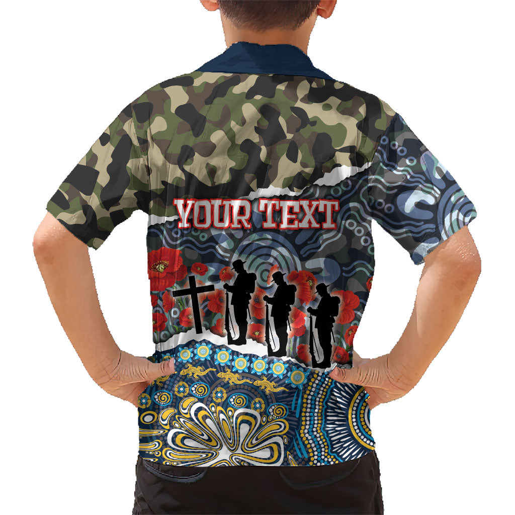 Personalized Gold Coast Titans ANZAC Hawaiian Shirt Indigenous Camouflage Poppy Memorial Soldier Spartan