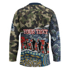 Personalized Gold Coast Titans ANZAC Hockey Jersey Indigenous Camouflage Poppy Memorial Soldier Spartan