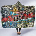 Personalized Gold Coast Titans ANZAC Hooded Blanket Indigenous Camouflage Poppy Memorial Soldier Spartan