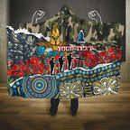 Personalized Gold Coast Titans ANZAC Hooded Blanket Indigenous Camouflage Poppy Memorial Soldier Spartan