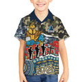 Personalized Gold Coast Titans ANZAC Kid Hawaiian Shirt Indigenous Camouflage Poppy Memorial Soldier Spartan