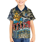 Personalized Gold Coast Titans ANZAC Kid Hawaiian Shirt Indigenous Camouflage Poppy Memorial Soldier Spartan