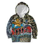 Personalized Gold Coast Titans ANZAC Kid Hoodie Indigenous Camouflage Poppy Memorial Soldier Spartan