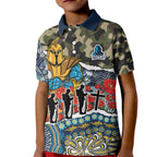 Personalized Gold Coast Titans ANZAC Kid Polo Shirt Indigenous Camouflage Poppy Memorial Soldier Spartan