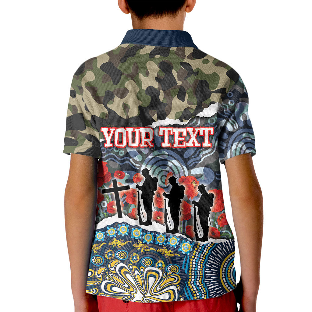 Personalized Gold Coast Titans ANZAC Kid Polo Shirt Indigenous Camouflage Poppy Memorial Soldier Spartan