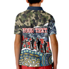 Personalized Gold Coast Titans ANZAC Kid Polo Shirt Indigenous Camouflage Poppy Memorial Soldier Spartan